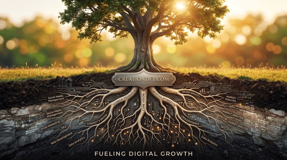 Creation DFY branded rooted growth visual